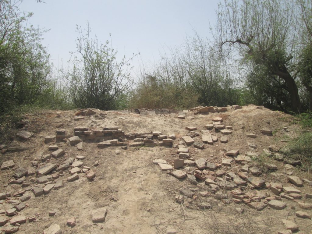 View of bricks scattered of Gallows structure at Halani battlefield, which need archaeological investigations to resolve its mystery